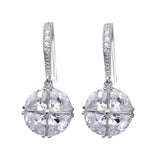 Sterling Silver Fancy Round Cut Clear Cz Dangling Hook Earring