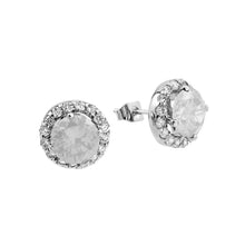 Load image into Gallery viewer, A Plain and Elegant Sterling Silver Earring with Round Cut Clear Cz Stones. Earring Width of 12.2MM