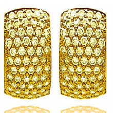 Load image into Gallery viewer, Gold Plated Fashionable Huggie Earrings Inlaid With Yellow Cz Stones. Earring Width of 9.5MM