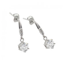 Load image into Gallery viewer, Sterling Silver Rhodium Plated  Round Center CZ Dangling Stud Earrings