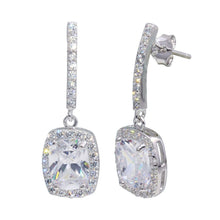 Load image into Gallery viewer, Sterling Silver Round Cut Clear Cz Dangling Stud Earrings with dimesnions of 23.3MM x 6.7MM