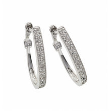 Load image into Gallery viewer, Sterling Silver Rhodium Plated Micro Paved CZ Huggie Earrings with Lever Back Post