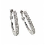 Sterling Silver Rhodium Plated Micro Paved CZ Huggie Earrings with Lever Back Post