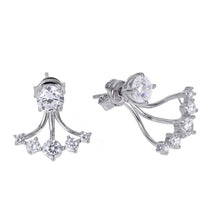 Load image into Gallery viewer, Sterling Silver Classy Claw Design Set with Clear Cz Stones Stud EarringAnd Friction Back Post