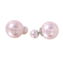 Load image into Gallery viewer, Sterling Silver Trendy Pink Faux Pearl Reversible Earring