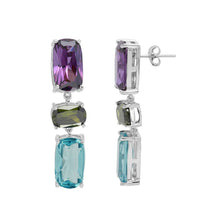 Load image into Gallery viewer, Sterling Silver Rhodium Plated Multi Color CZ Drop Shaped Earrings