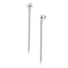 Sterling Silver Rhodium Plated Dangling Bar Earrings