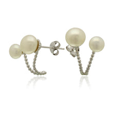 Load image into Gallery viewer, Sterling Silver Rhodium Plated Folded Fresh Water Pearl Earrings