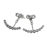 Sterling Silver Black Rhodium Plated Infinity Stud And Curve Bubble Hanging Earrings With CZ Stones