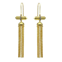 Load image into Gallery viewer, Sterling Silver Gold Plated Tassel Earrings With CZ Stones