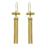 Sterling Silver Gold Plated Tassel Earrings With CZ Stones