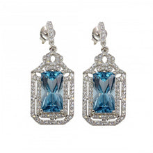 Load image into Gallery viewer, Sterling Silver Rhodium Plated Large Dangling Light Blue Earrings