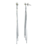 Sterling Silver Rhodium Plated Synthetic Center Snake SQ Dangling Earrings