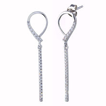 Load image into Gallery viewer, Sterling Silver Rhodium Plated CZ Open Dangling Earrings