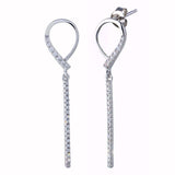 Sterling Silver Rhodium Plated CZ Open Dangling Earrings