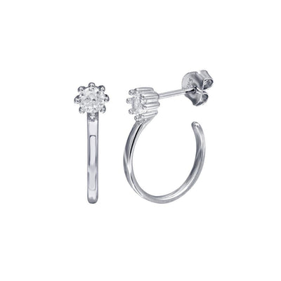Sterling Silver CZ Semi Hoop Single Earrings