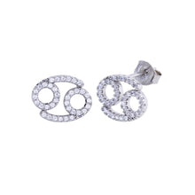 Load image into Gallery viewer, Sterling Silver Rhodium Plated Cancer CZ Zodiac Sign Earrings