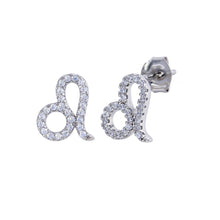 Load image into Gallery viewer, Sterling Silver Rhodium Plated Leo CZ Zodiac Sign Earrings
