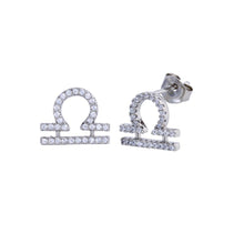 Load image into Gallery viewer, Sterling Silver Rhodium Plated Libra CZ Zodiac Sign Earrings