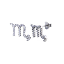 Load image into Gallery viewer, Sterling Silver Rhodium Plated Scorpio CZ Zodiac Sign Earrings