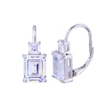 Sterling Silver Rhodium Plated Baguette CZ Earrings