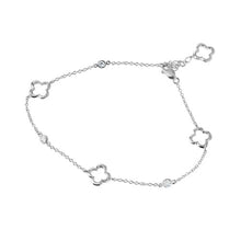 Load image into Gallery viewer, Sterling Silver Rhodium Plated Open Flower Anklet