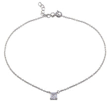Load image into Gallery viewer, Sterling Silver Rhodium Plated Square CZ Anklet