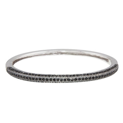 Sterling Silver Black Rhodium Plated CZ Bangle Bracelet
