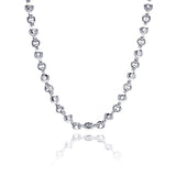 Sterling Silver Classy Round Cz Bezel Linked Necklace