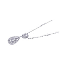 Load image into Gallery viewer, Sterling Silver Necklace with Elegant Oval and Pearshape Cut Clear Cz Pendant