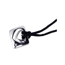 Load image into Gallery viewer, Black Cord Necklace with Square Open Heart Inlaid with Clear Czs Pendant