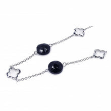 Load image into Gallery viewer, Sterling Silver Necklace with Flower and Black Stone Connectors