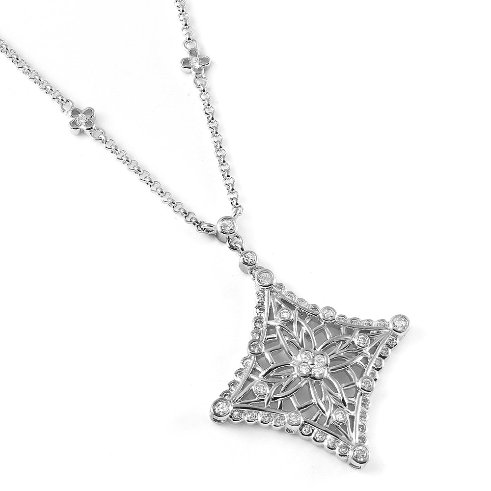 Sterling Silver Rhodium Plated Snowflake Necklace