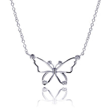 Load image into Gallery viewer, Sterling Silver Necklcae with Trendy Open Butterfly Inlaid with Clear Czs Pendant