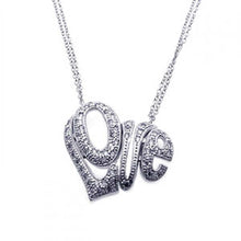 Load image into Gallery viewer, Sterling Silver Necklace with Fancy Paved Love Heart Shaped Pendant