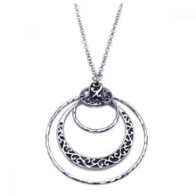 Load image into Gallery viewer, Sterling Silver Necklace with Multi Open Circle Pendant Inlaid with Flower Vine Design