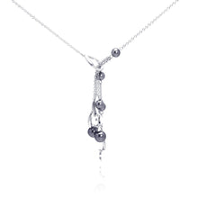 Load image into Gallery viewer, Sterling Silver Necklace with Fancy Dangling Chains Connected with Black Pearls Pendant