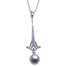 Load image into Gallery viewer, Sterling Silver Necklace with Elegant Drop Pendant Inlaid with Czs and Pearl