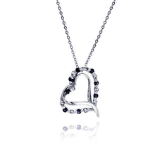 Load image into Gallery viewer, Sterling Silver Necklace with Classy Double Open Heart Inlaid with Clear and Blue Sapphire Czs Pendant