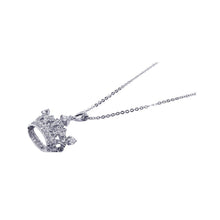 Load image into Gallery viewer, Sterling Silver Necklace with Stylish Crown Inlaid with Clear Czs Pendant