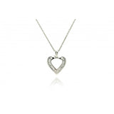 Sterling Silver Necklace with Modish Heart Inlaid with Baguette Clear Czs PendantAnd Chain Length of 16 -18  AdjustableAnd Pendant Dimensions: 27.8MMx21.4MM