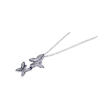 Load image into Gallery viewer, Sterling Silver Necklace with Fancy Double Link Butterfly Inlaid with Clear Czs Pendant