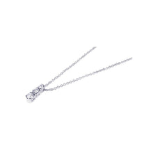 Load image into Gallery viewer, Sterling Silver Necklace with Dangling Three Graduated Round Cut Clear Czs Pendant