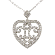 Load image into Gallery viewer, Sterling Silver Rhodium Plated Heart Pendant Necklace with CZ