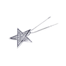 Load image into Gallery viewer, Sterling Silver Necklace with Modish Star Covered with Clear Czs Pendant