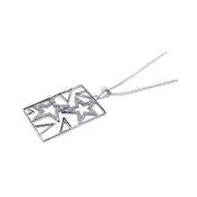 Load image into Gallery viewer, Sterling Silver Necklace with Fancy Cut-Out Stars Inlaid with Czs  Dog Tag Pendant