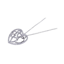 Load image into Gallery viewer, Sterling Silver Necklace with Muti Cut-Out Paved Heart Pendant