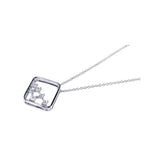 Sterling Silver Necklace with Stylish Octagon Inlaid with Multi-Princess Cut Clear Czs Pendant