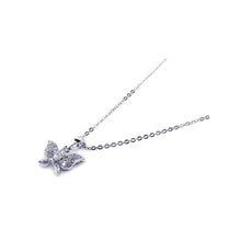 Load image into Gallery viewer, Sterling Silver Necklace with Small Paved Clear Czs Butterfly Pendant