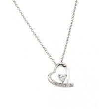 Load image into Gallery viewer, Sterling Silver Rhodium Plated Clear CZ Heart Pendant Necklace